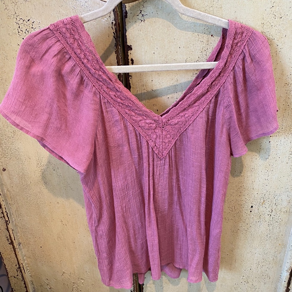 Pink V Neck Blouse